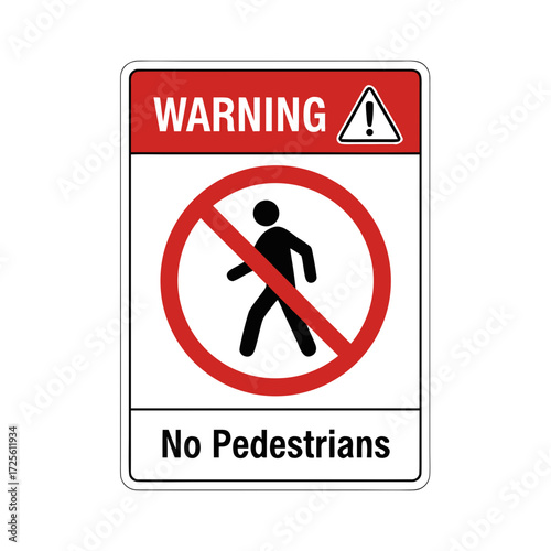 Warning No Pedestrians Sign, Prohibited Area, Safety Barrier, Restricted Access, Walkway Closed, Do Not Walk, Public Safety, Construction Site.