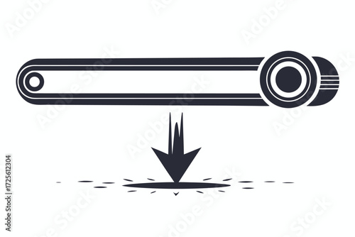 Geometric panel with arrow plunges into surface; creating impact ripples