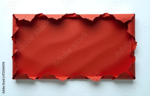 Wallpaper Mural Red Paper Frame with Torn Edges. Torontodigital.ca