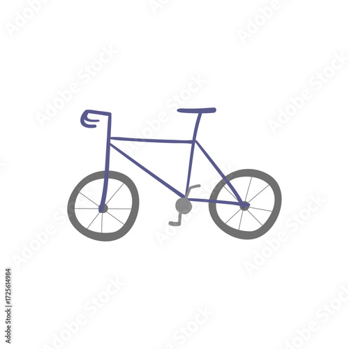 Simple Purple Bicycle Illustration Isolated on White Background for Graphic Design