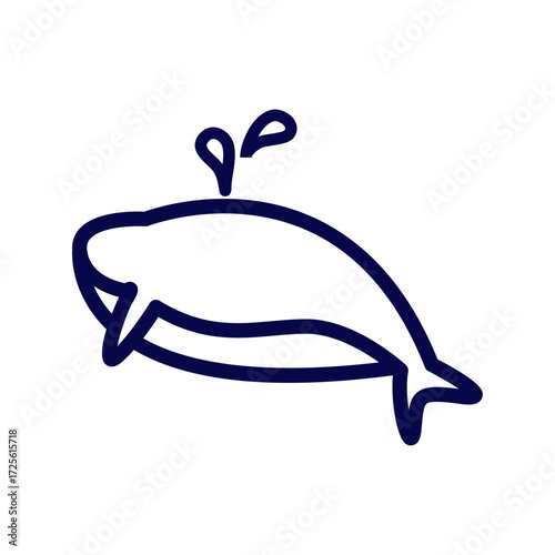 Whale Icon Simple Line Drawing of a Whale Spouting Water