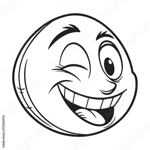A winking emoji with a playful expression, featuring a closed eye, a wide smile revealing teeth, and a cheerful demeanor, isolated on white background it conveys happiness and lightheartedness