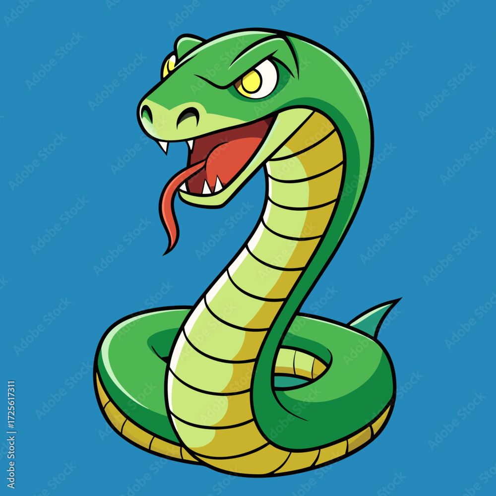 Fototapeta premium green snake cartoon illustration