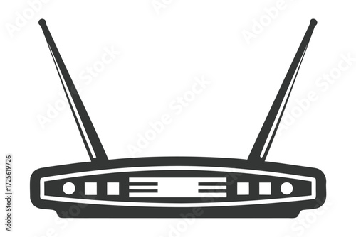 Gray router with antennas offers wireless internet connectivity for networked devices to keep you online