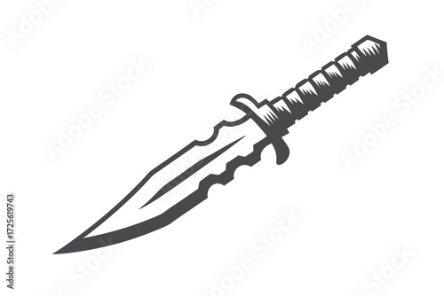 Gray shows a large, detailed, serrated combat knife blade