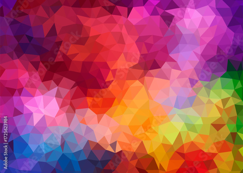 Abstract Colorful Polygonal Low Poly Background,Abstract Geometric Rainbow Mosaic