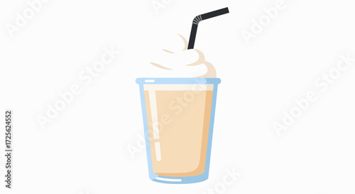 Creamy Delight: Iced Coffee Frappé Illustration