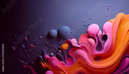 Colorful Abstract Liquid Paint Swirls - Vibrant Artistic Background