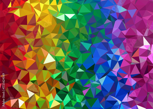 Abstract Colorful Polygonal Low Poly Background,Abstract Geometric Rainbow Mosaic