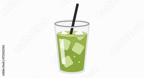 Refreshing Iced Matcha Latte: Summer Sip Illustration