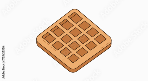 Crispy Waffle Square: Isometric Food Icon