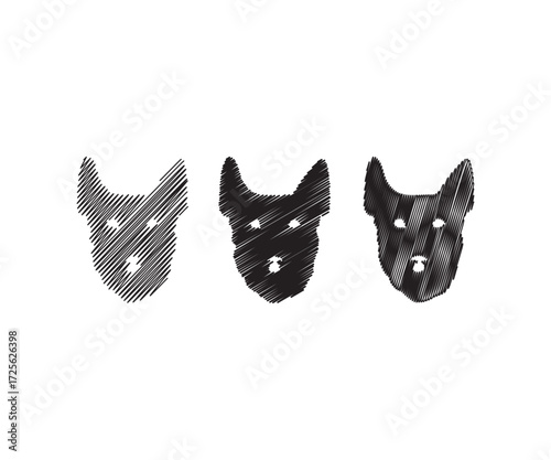Dog face silhouettes collection in sketch style for pet lovers and animal themes perfect for your brand designs and pet-related projects