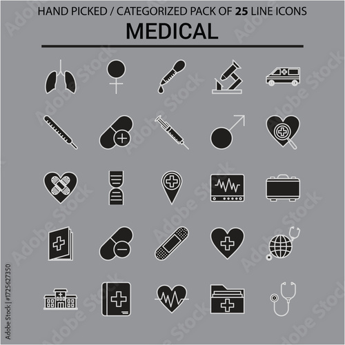 Healthcare Health Medicine Hospital Laboratory Icon Vector Concept, Medical icons.