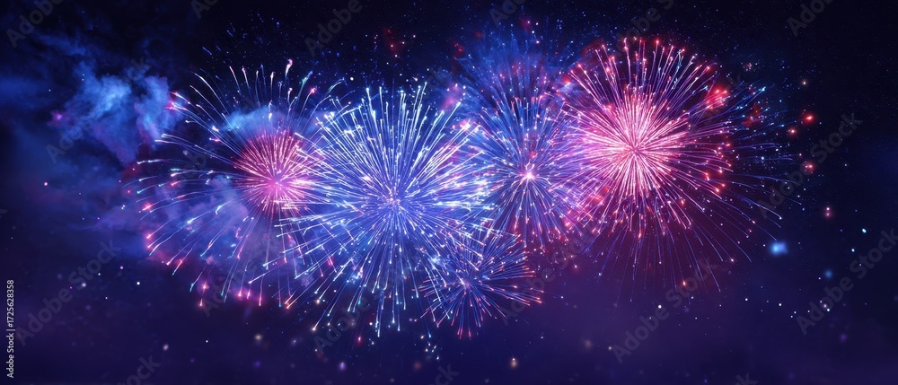 Fototapeta premium The Fireworks Spectacular Lighting Up A Starry Night Sky With Vibrant Colors