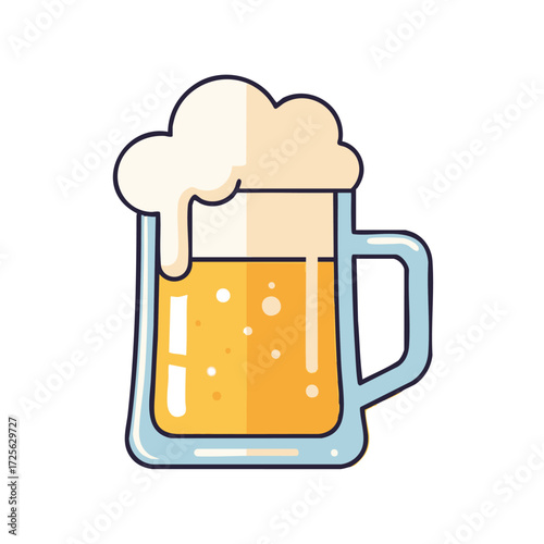 Stylish Beer Mug Outline – Colorful Vector Icon