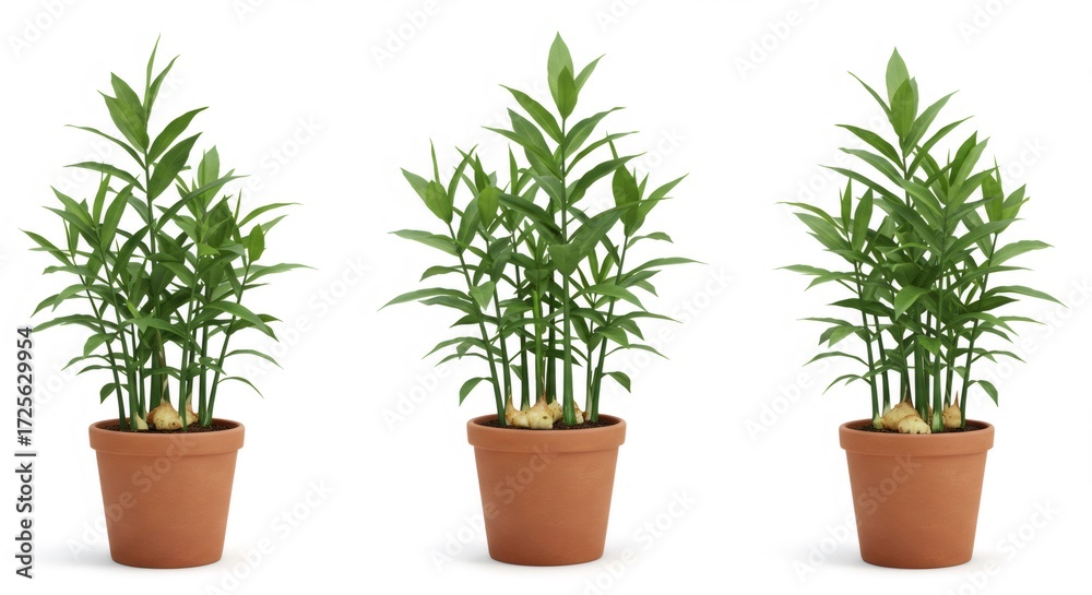 Fototapeta premium Three Potted Plants Growth Stages Illustration