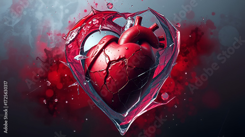 An abstract depiction of a heart encased in ice, symbolizing emotional detachment