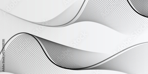 Elegant abstract vector background with smooth white wave lines on a light gray gradient. abstract wave bcakground.