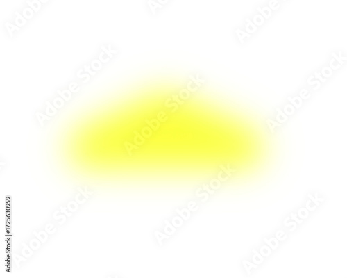 Abstract glowing yellow light shape with soft edges isolated on transparent background