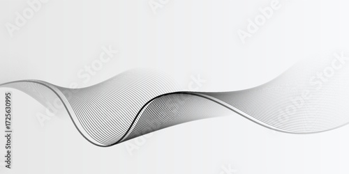 Elegant abstract vector background with smooth white wave lines on a light gray gradient. abstract wave bcakground.