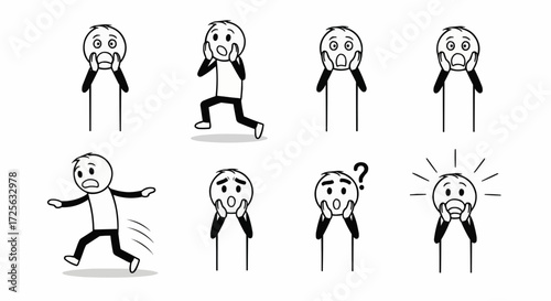 Expression icons, showcasing fear, shock, and surprise in a variety of poses and scenarios