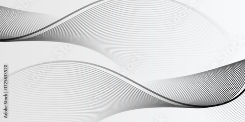 Elegant abstract vector background with smooth white wave lines on a light gray gradient. abstract wave bcakground.