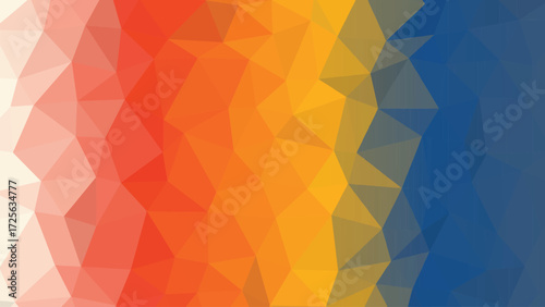 Abstract geometric low poly gradient background in red orange yellow and blue vector