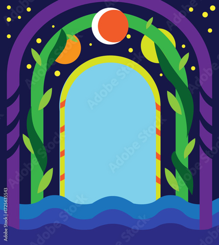 Whimsical Fantasy Frames with Starry Night Sky