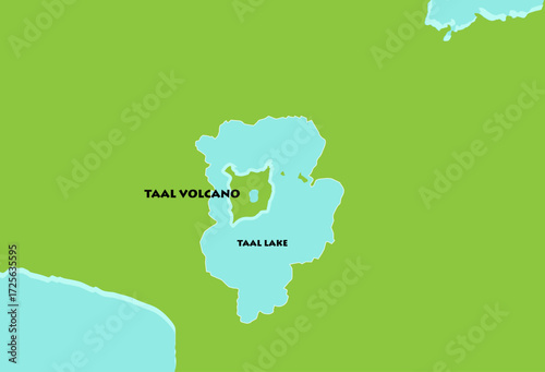 Taal Lake Map with Taal Volcano in Luzon, Philippines 