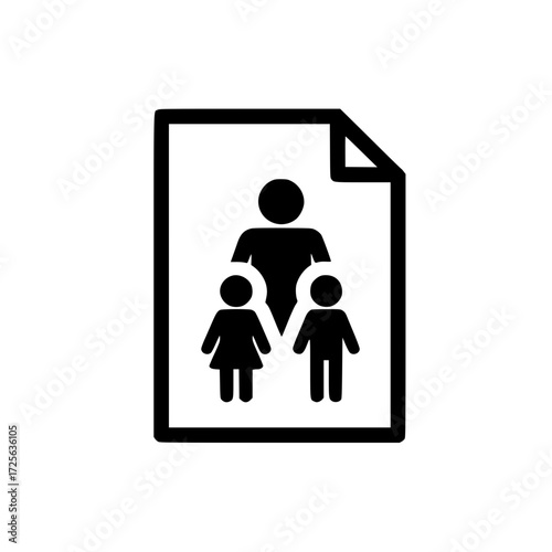 Single parent and child on document icon representing love trust and everyday parenting challenges