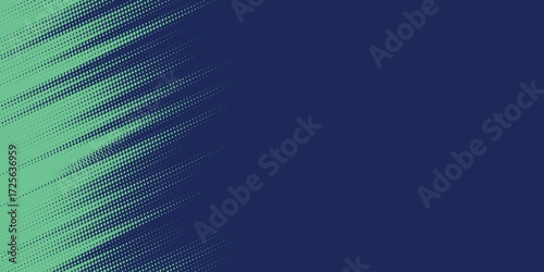 Abstract background with green halftone design template in speed line style. Vector illustration.