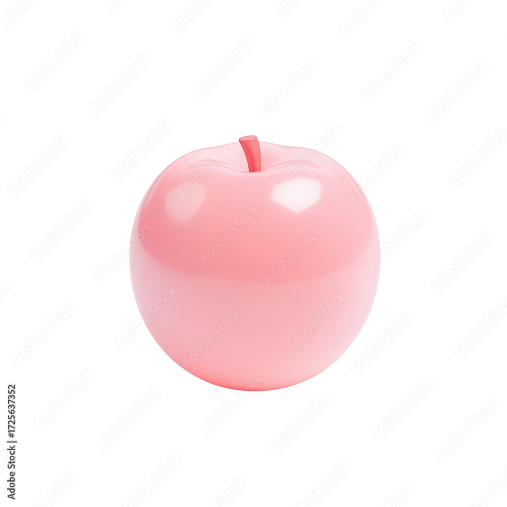 Obraz premium Pink Glossy Apple Fruit Isolated on White Background, Minimalist Design