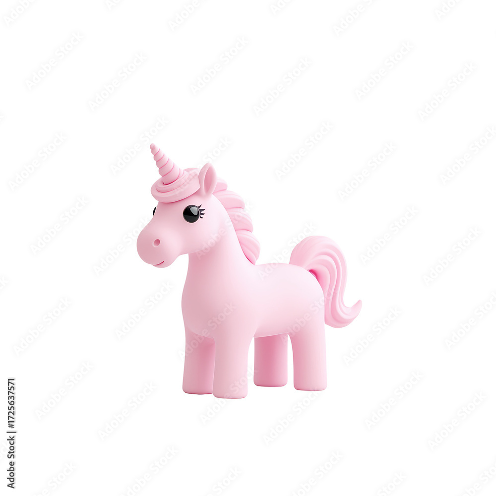 Naklejka premium Cute Pink Unicorn Toy with Sparkling Horn and Lovely Face