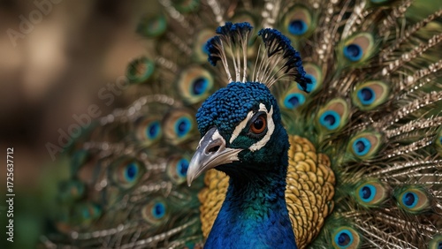 peacock with feathers