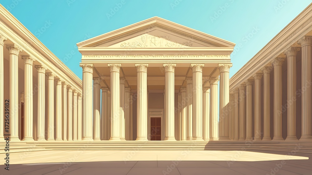 Obraz premium A beautiful and classical city hall building isolated on blue background