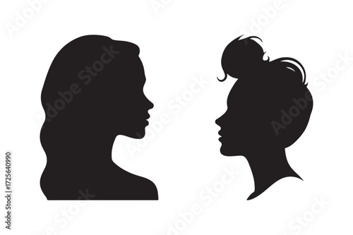 Silhouettes of two women facing each other