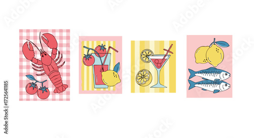 Vibrant collection of fresh seafood, juicy lemons, and refreshing drinks perfect for summer menus, culinary blogs, and healthy lifestyle promotions.