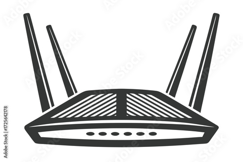 Modern router with four antennas provides fast connectivity for home and office network devices