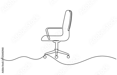 Continuous one line drawing of Office chair isolated on transparent background. Editable stroke