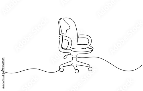 Continuous one line drawing of Office chair isolated on transparent background. Editable stroke