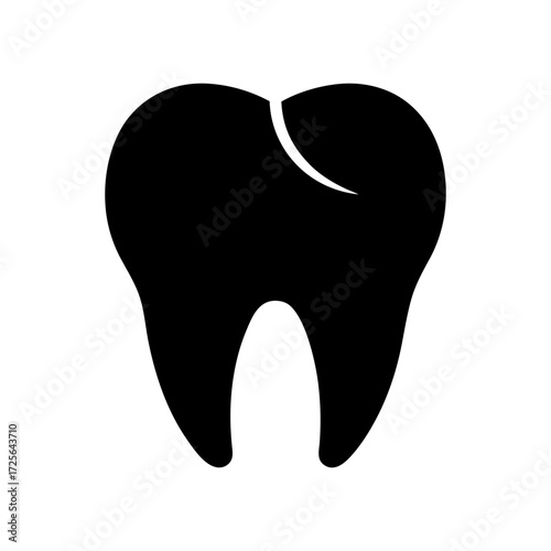 Silhouette broken tooth dental icon minimal clean vector illustration with white background