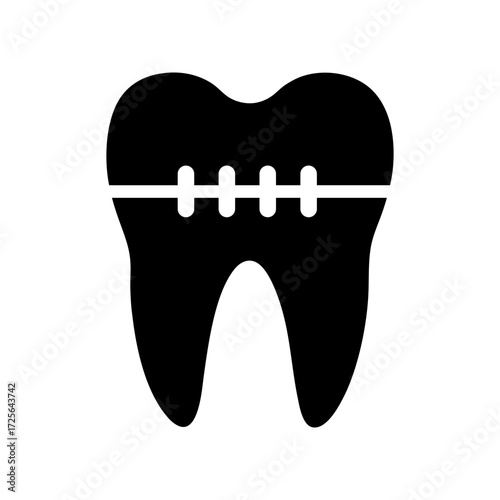 Silhouette dental braces minimal clean orthodontic vector icon with white background