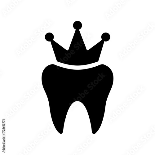 Silhouette dental crown icon minimal clean prosthetic tooth vector design with white background