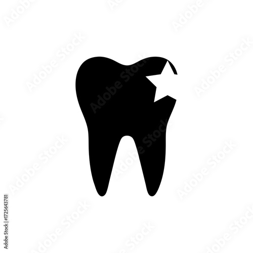 Silhouette dental x ray icon minimal clean oral health scan vector design with white background