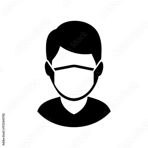 Silhouette dentist mask minimal clean dental hygiene icon vector design with white background