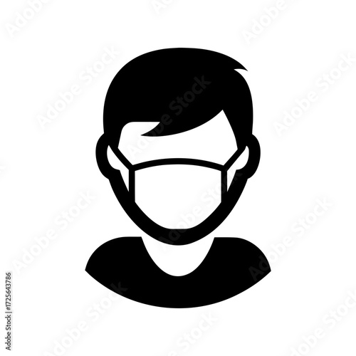Silhouette dentist mask icon minimal clean oral health hygiene vector illustration with white background