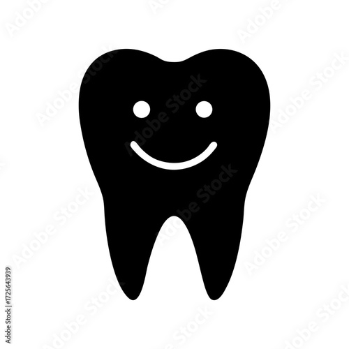 Silhouette smiling tooth with sparkle dental health care icon vector design with white background