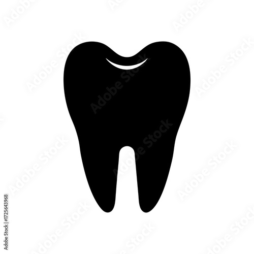 Silhouette tooth implant icon minimal clean dental surgery vector design with white background