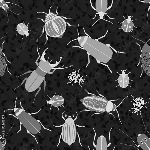 Vector - beetle animals seamless pattern.
