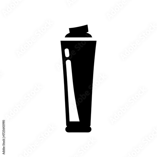 Silhouette dental toothpaste tube icon minimal clean oral care vector design with white background